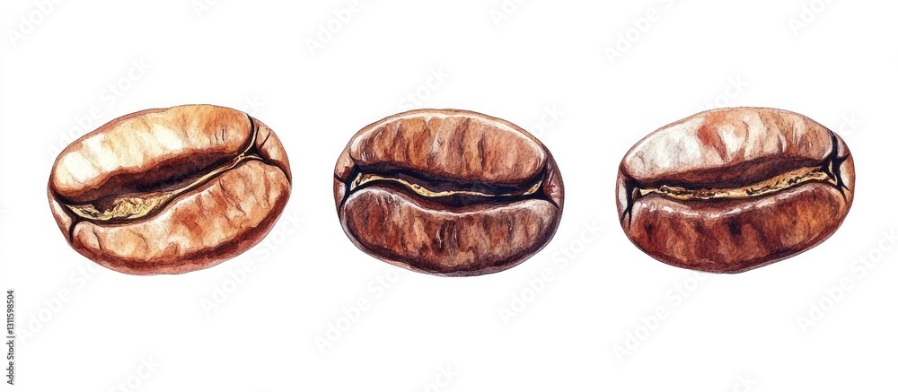 Isolated roasted coffee beans in shades of brown positioned against a clean white background highlighting their rich textures and natural essence Isolated roasted coffee beans in shades of brown positioned against a clean white background highlighting their rich textures and natural essence