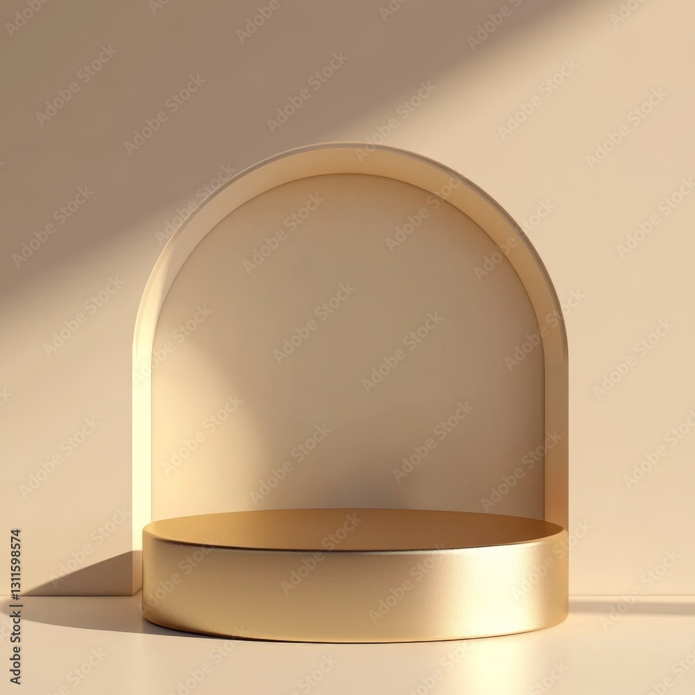 Minimalist 3D Rendered Scene with Circular Display Element Minimalist 3D Rendered Scene with Circular Display Element