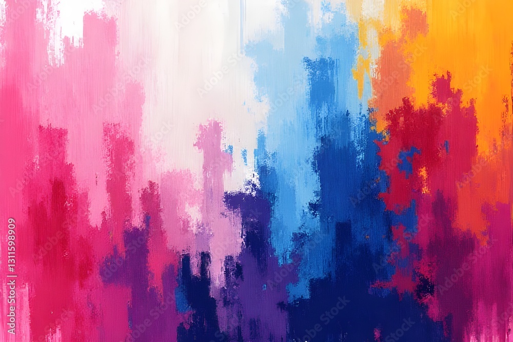 Fototapeta premium Vibrant Abstract Painting with Brushstrokes of Color Gradient