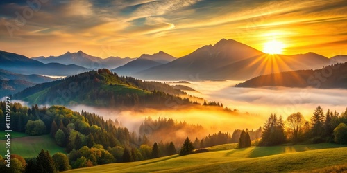 Slovakia Sunrise, Minimalist Mountain Valley Photography, Breathtaking Dawn Landscape