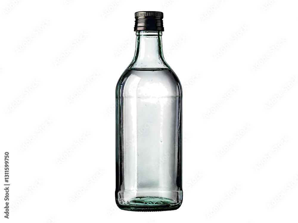 Clean, studio shot of a clear glass bottle with a dark cap. Perfect for showcasing your product, spirits, or beverage designs. Versatile and sleek aesthetic ideal for marketing materials. Clean, studio shot of a clear glass bottle with a dark cap. Perfect for showcasing your product, spirits, or beverage designs. Versatile and sleek aesthetic ideal for marketing materials.