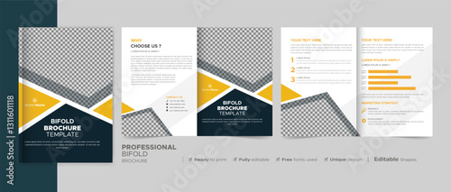 Corporate Bifold Brochure Template, Catalog, Booklet Template Design. Fully Editable.	