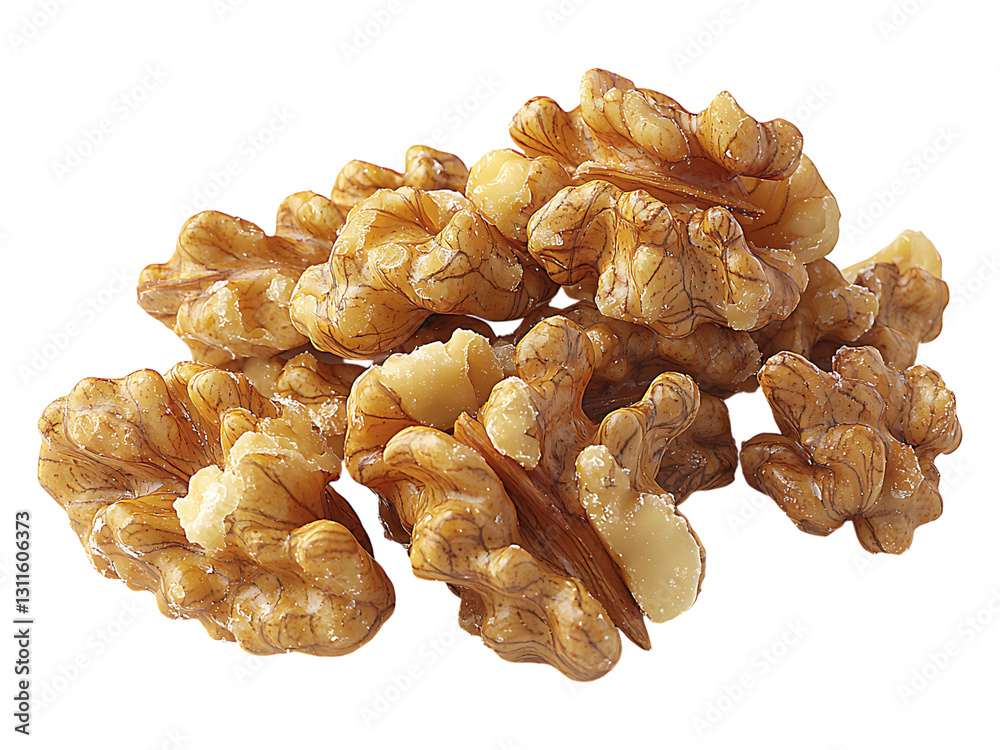 A closeup shot of a pile of walnuts, showcasing their rich, goldenbrown color and intricate textures. A closeup shot of a pile of walnuts, showcasing their rich, goldenbrown color and intricate textures.