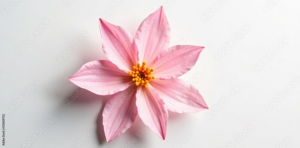 Fototapeta premium Delicate flower petals unfolding on white background, gentle, nature
