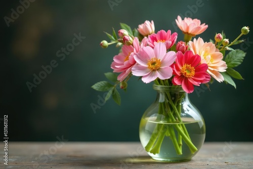 Freshly picked meadow sweet flowers in a glass vessel, botanical, garden