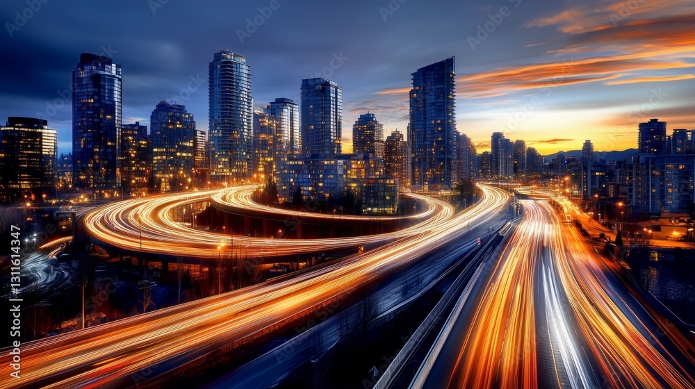 Mesmerizing view of the city, at night . Big city lights concept.