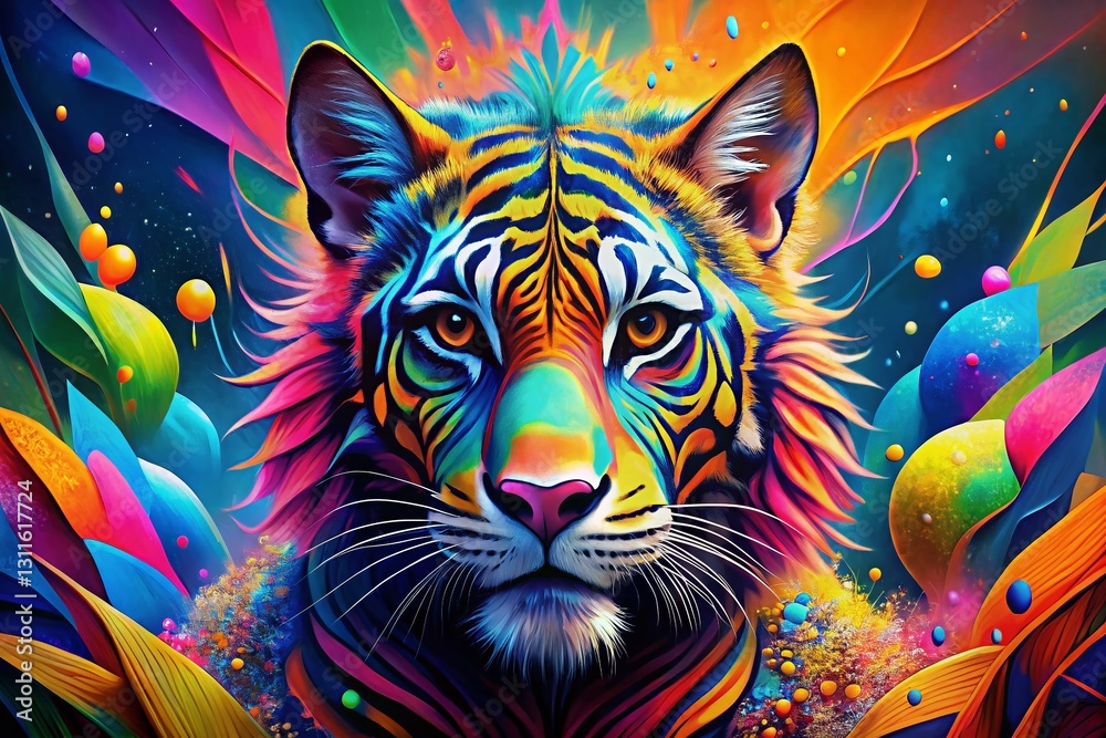 Fototapeta Surreal Geometric Animal Print Paint Splatter Abstract Art Background