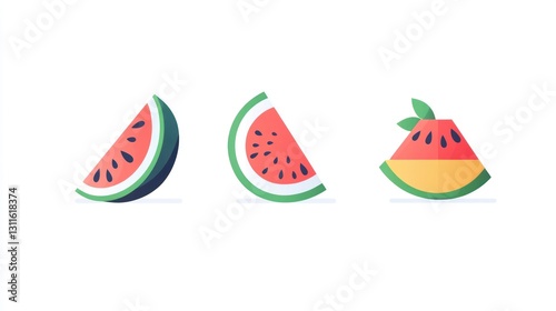 Watermelon slices graphic design, digital illustration, flat style fruit, healthy food photo