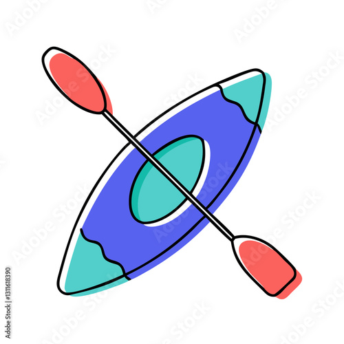 Icon of kayak illustration with adventurous mood 