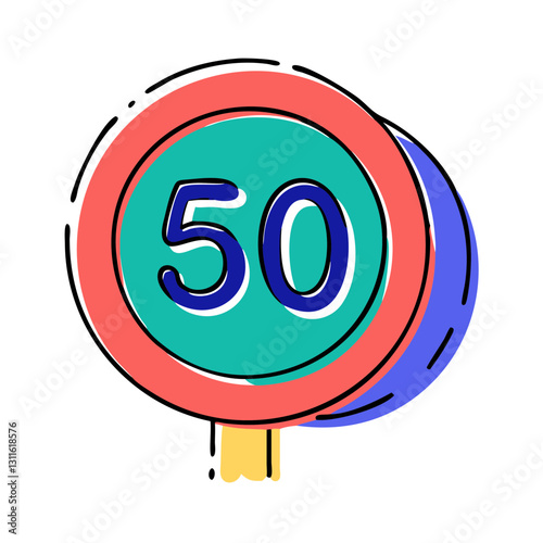 Speed limit sign for road travel and traffic control