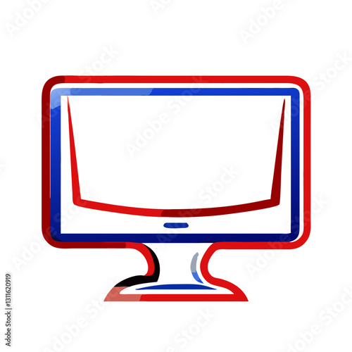 Colorful monitor icon displaying digital content, technology concept