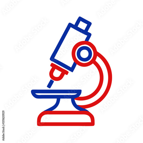Microscope icon examining samples, scientific exploration concept