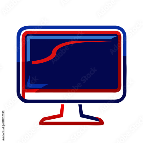 Colorful monitor icon displaying data trends, tech concept