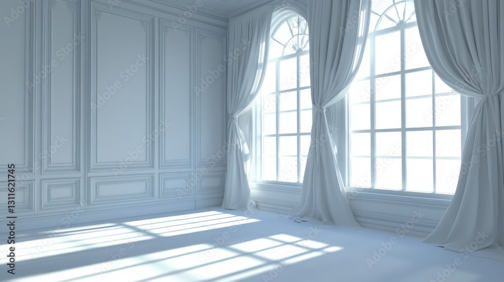 Obraz premium A white wardrobe with natural light streaming in, creating a soft ambiance.