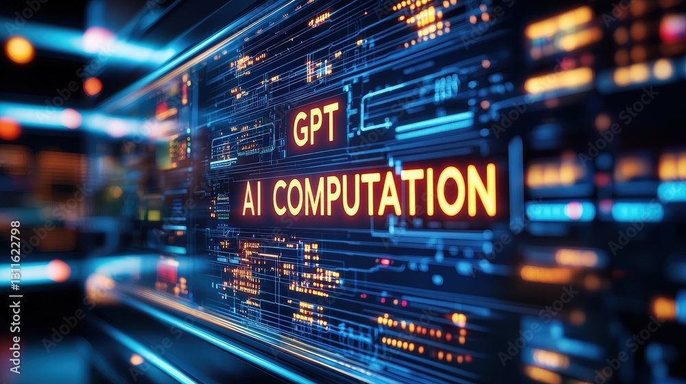 Advanced AI Computation with GPT Technology and Digital Data Visualization in Modern Interface Advanced AI Computation with GPT Technology and Digital Data Visualization in Modern Interface