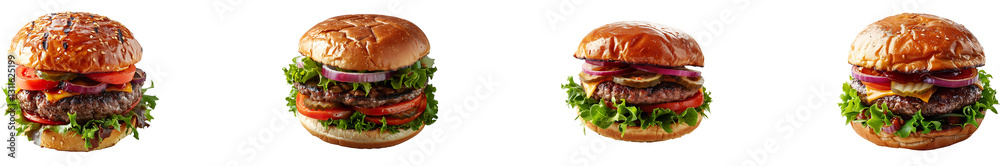 Burger on transparent background collection set Burger on transparent background collection set