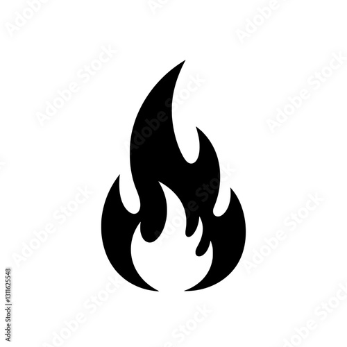 Eternal Flame Icon: A minimalist yet impactful design, featuring a stylized depiction of a flickering flame, rendered in a bold black silhouette, capturing the essence of energy and power.