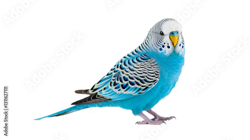 Blue budgerigar parrot isolated on white or transparent background png.
