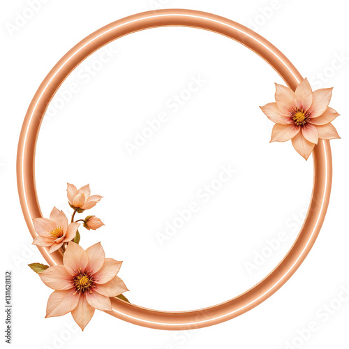 Elegant Floral Wreath with Peach Blossoms on Transparent Background