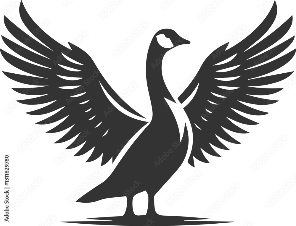 Obraz premium A goose spreading its wings wide animal vector