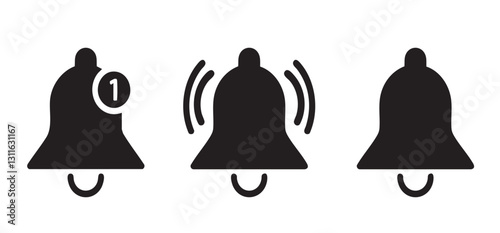 Notification icon template in black or bell ring vector