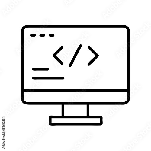 coding terminal icon, coding terminal line art - simple line art of coding terminal, perfect for coding terminal logos and icons