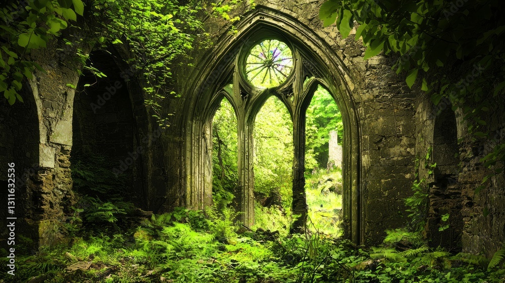 Overgrown Arches with Nature’s Embrace in Abandoned Structure Overgrown Arches with Nature’s Embrace in Abandoned Structure