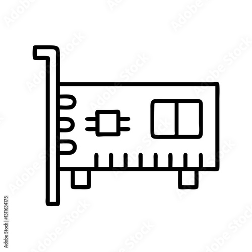 network card icon, network card line art - simple line art of network card, perfect for network card logos and icons