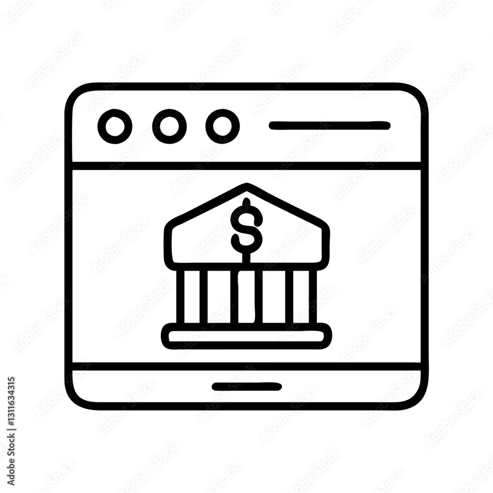 Naklejka premium online banking icon, online banking line art - simple line art of online banking, perfect for online banking logos and icons