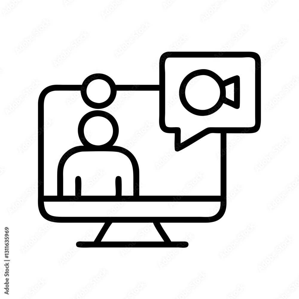 video call icon, video call line art - simple line art of video call, perfect for video call logos and icons video call icon, video call line art - simple line art of video call, perfect for video call logos and icons