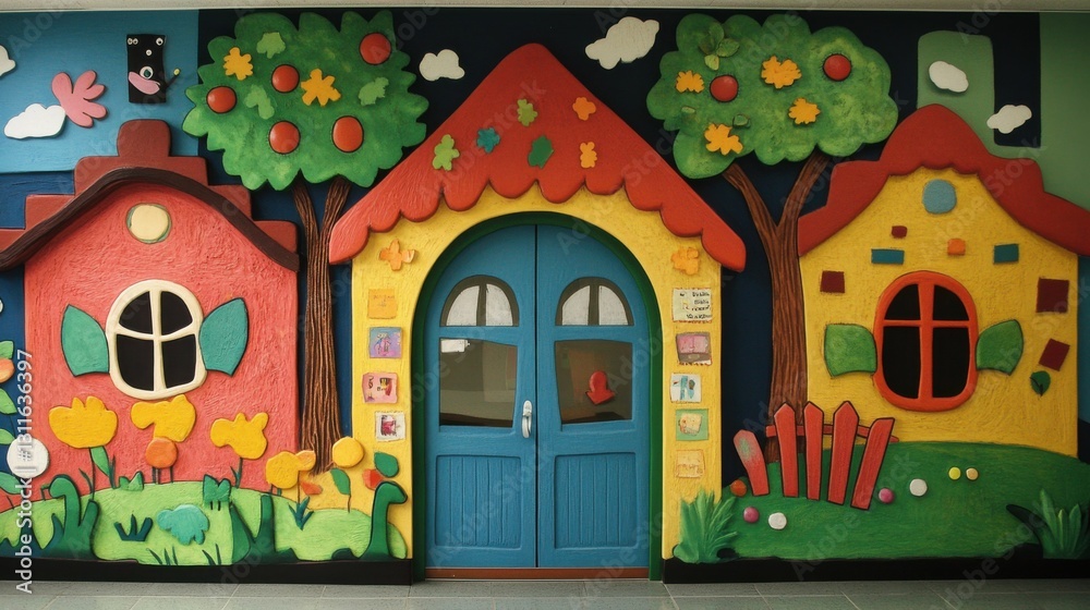 Naklejka premium Kindergarten Ecole. Porte Manteaux for French Maternelle Classroom