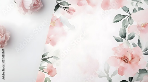 Soft Floral Background with Gentle Pink Flowers and Green Leaves