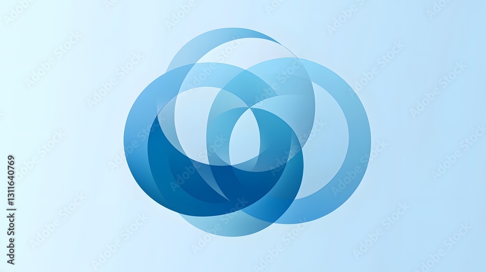 Abstract Blue Overlapping Circles on Light Background Abstract Blue Overlapping Circles on Light Background