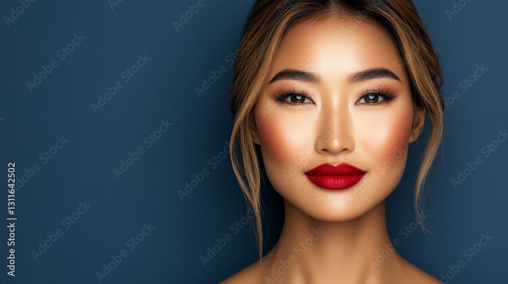 A detailed image of a young woman featuring natural cosmetics and glossy lips A detailed image of a young woman featuring natural cosmetics and glossy lips