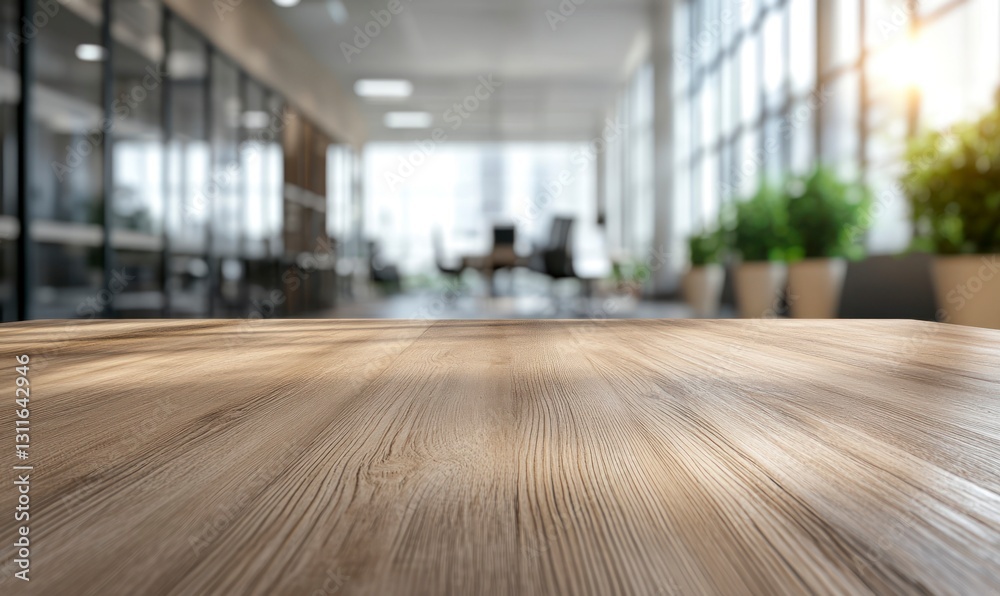 custom made wallpaper toronto digitalWooden Surface in Blurred Modern Office Space with Natural Light