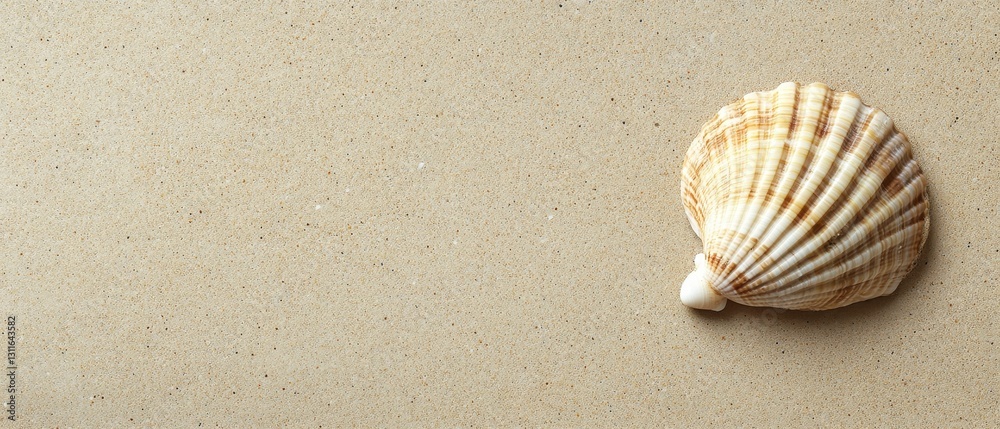 Beautiful Seashell on Soft Sandy Beach with Natural Textures Beautiful Seashell on Soft Sandy Beach with Natural Textures