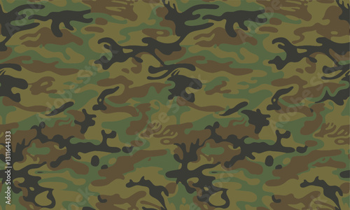 Modern seamless vector-style camouflage pattern featuring, realistic military-style shapes, easily editable.