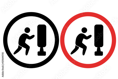 Boxer Training with Punching Bag Icons