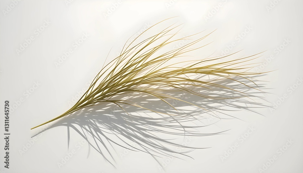 Delicate Wind-Swept Grass Strand with Soft Shadow Delicate Wind-Swept Grass Strand with Soft Shadow