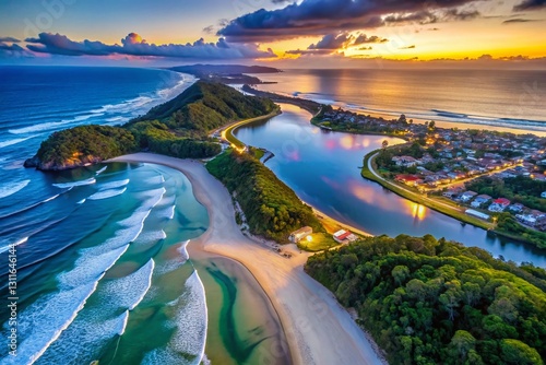Wallpaper Mural Tallebudgera Creek & Beach Aerial View at Dusk - Gold Coast, Australia Torontodigital.ca
