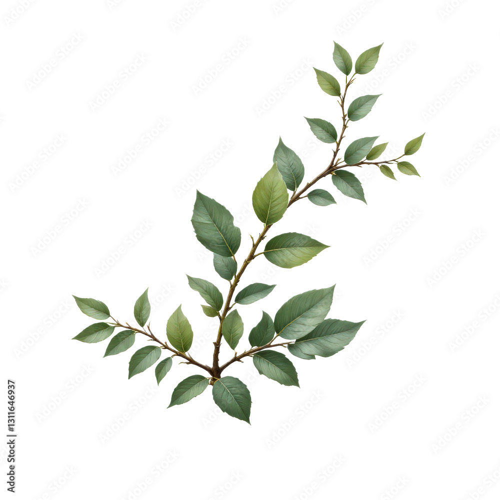 Fototapeta premium Green Leafy Branch on Transparent Background