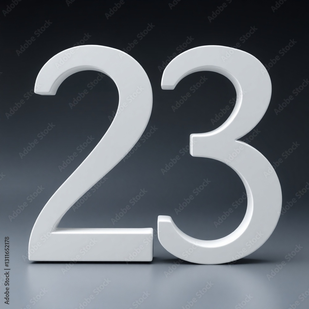 High-resolution stock photo of the number 23, elegant serif font, professional quality, suitable for commercial use, subtle textured background, sophisticated color scheme, studio lighting High-resolution stock photo of the number 23, elegant serif font, professional quality, suitable for commercial use, subtle textured background, sophisticated color scheme, studio lighting