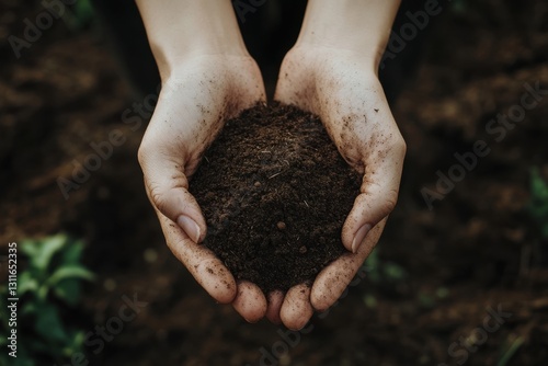 Wallpaper Mural Hands holding rich dark soil, symbolizing connection to nature and agriculture Torontodigital.ca