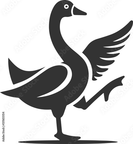 A goose with one foot raised animal vector