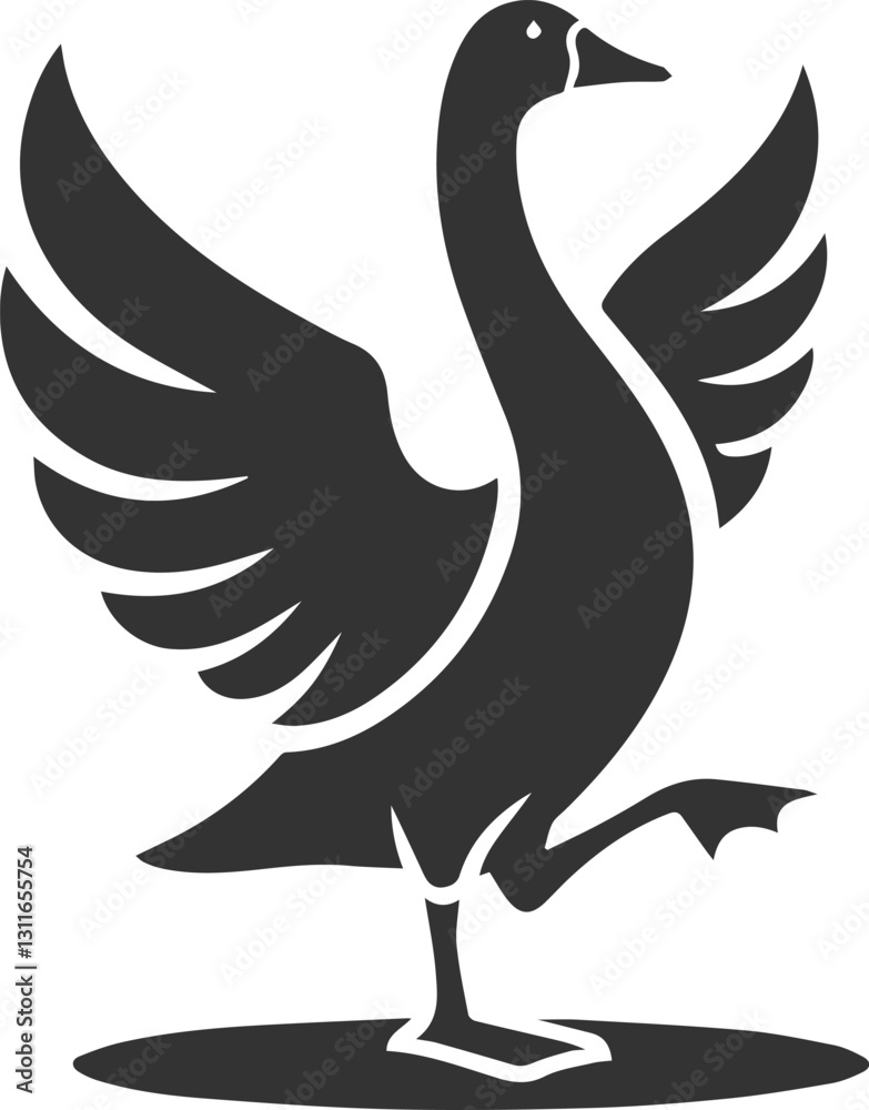Fototapeta premium A goose with one foot raised animal vector