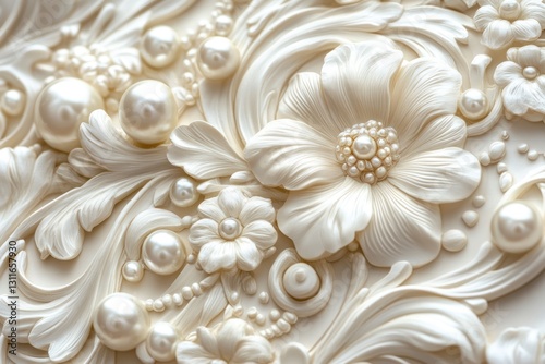 Elegant pearl floral relief texture background