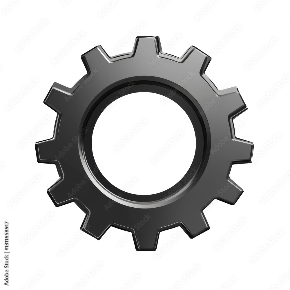Gear symbol representing machinery and engineering concepts on a transparent background Gear symbol representing machinery and engineering concepts on a transparent background