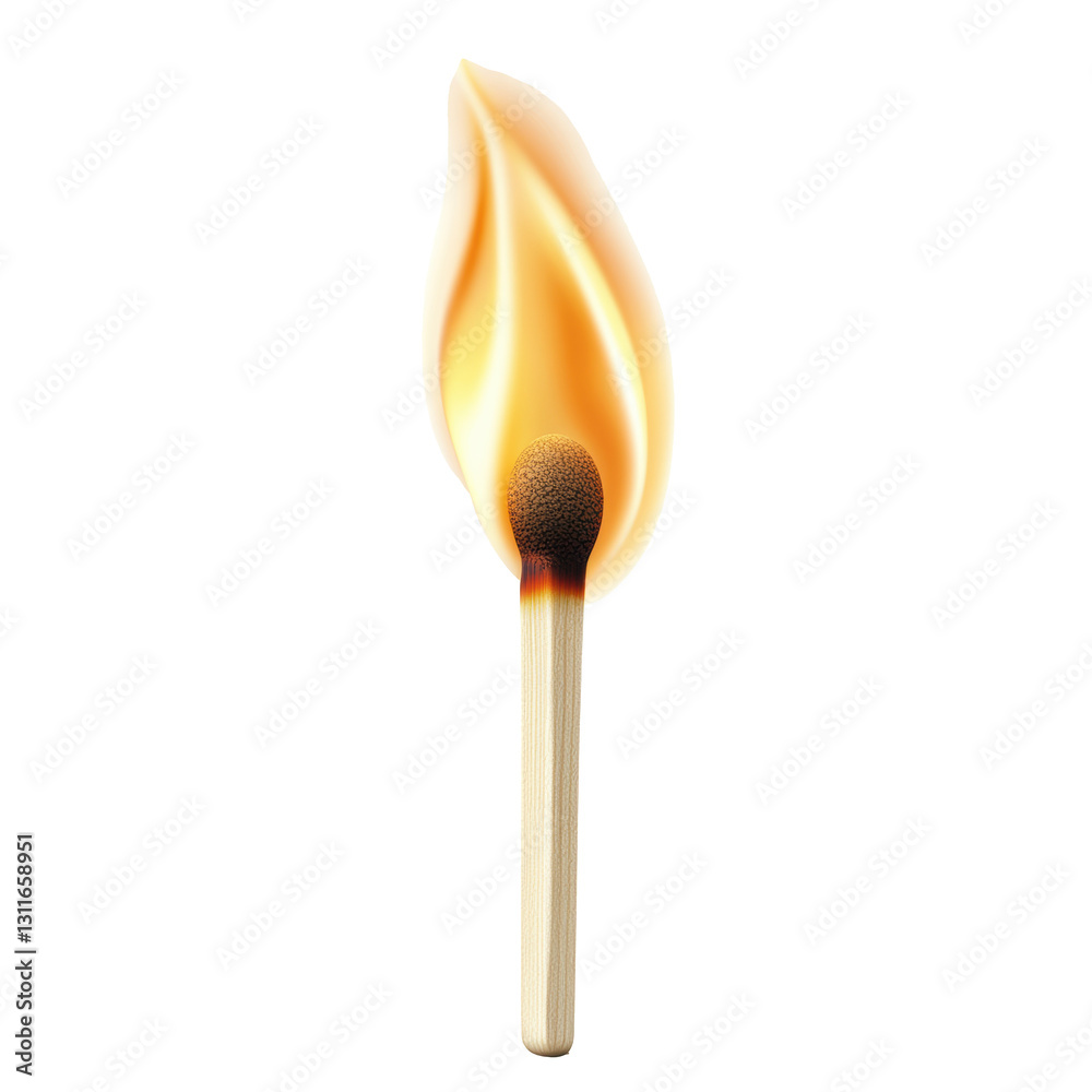 Creative artistic representation of a matchstick igniting on a transparent background Creative artistic representation of a matchstick igniting on a transparent background