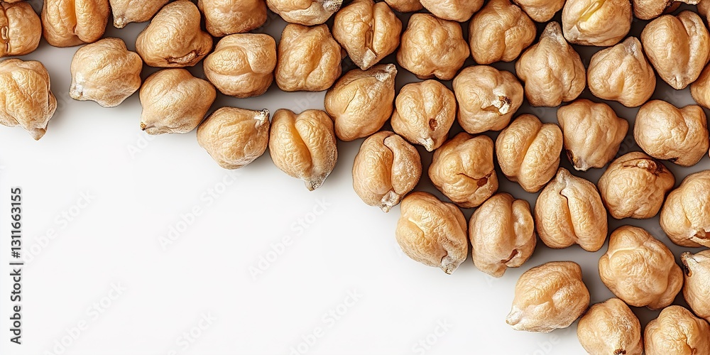 closeup of dried chickpeas isolated on white , closeup of dried chickpeas isolated on white ,