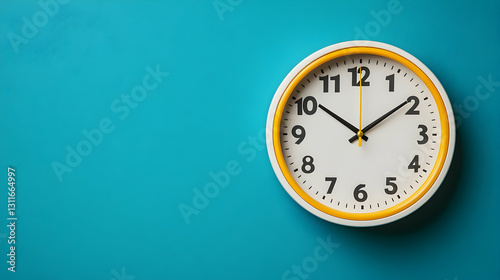 Wallpaper Mural Modern Wall Clock with Yellow Accent on Teal Background Torontodigital.ca